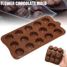 Molde de silicone mini flor de chocolate, forma de mini flor de chocolate com 15 buracos de rosa para faça você mesmo, molde para fazer sabão artesanal 2024 - compre barato