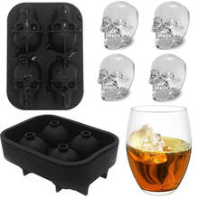 Bandeja de cubitos de hielo de calavera de 4 celdas con cubierta, bandejas de helado de silicona de grado alimenticio, moldes de resina para Fondant de Chocolate, barras de whisky, herramientas 2024 - compra barato