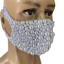 Fashion White Pearls Costumes Masks Halloween Party Costume Performance Rhinestones Masks Evening NightClub Dance Wear 2024 - buy cheap