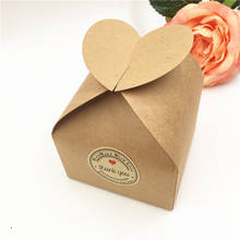 50Pcs/Lot Handcraft Heart Shaped Kraft Paper Boxes For Dessert Cupcake Packaging Gifts Cardboard Container Boxes With Stickers 2024 - buy cheap
