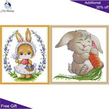 Joy Sunday Rabbit-Kit de punto de cruz, decoración para el hogar, flor, conejo y zanahoria, DA385, DA389, 14ct, 11CT 2024 - compra barato