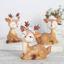 Милые миниатюрные садовые статуэтки в виде оленя Сика, поделки из смолы, фигурки животных, украшения для торта и автомобиля, рождественский подарок для детей 2024 - купить недорого