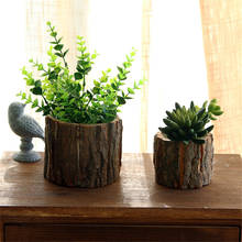 Vaso de flores de madeira natural, pequeno, com ornamentos para plantas suculentas, decoração de jardim, vaso de flores com casca 2024 - compre barato