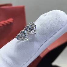 Brincos de pedras preciosas para presente, prata 925 original, teste de diamante, cor anterior, coração de moissanite, namorados, 2 quilates 2024 - compre barato