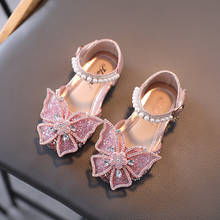 2021 Summer Girls Sandals Rhinestone Butterfly Baby Princess Shoes String Bead Ankle Strap Dance Party Shoes Cute Kids Toddlers 2024 - buy cheap