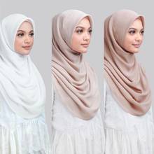 Women Plain Bubble Chiffon Scarf Hijab Wrap Printe Color Scarves Headband Muslim Hijabs Scarves / Scarf 2024 - buy cheap