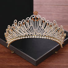 Bridal Hair Accessories Rhinestone Tiara Crown Light Gold Wedding Crown Hair Ornaments Princess Diadem Prom Wedding Headpiece 2024 - buy cheap