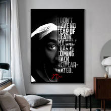 Preto e branco tupac shakur famoso hip hop rap música cantor estrelas moderno arte da parede cartaz da lona pintura a óleo imagem casa decoração 2024 - compre barato