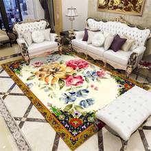 Tapete chão flores estilo do campo americano sala de estar sofá cadeira cabeceira tapete quarto 2024 - compre barato