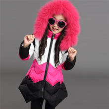 6-14Y  Winter Children Parkas Girls Winter Coat Thick Fur Collar Coat Large Padded Winter Jacket Girl Child Kids Parkas 2024 - buy cheap