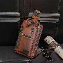 Design Men's Chest Bag PU Leather Vintage Male Messenger Shoulder Bag Simple Casual Crossbody Bag Sling Travel Bags Bolsa 2024 - buy cheap
