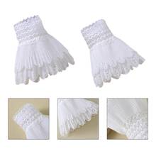 1 Pair Korean Women Girls Fake Flared Sleeves Floral Layered Lace False Cuffs Y1QD 2024 - buy cheap