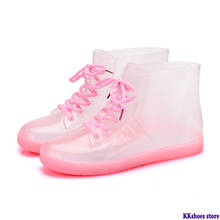 Botas de lluvia impermeables de PVC para mujer, botines transparentes a la moda, suela de goma, antideslizantes, 2020 2024 - compra barato