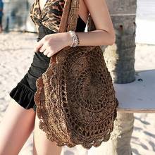 Bohemian Hollow Round Straw Bags for Women Wicker Woven Shoulder Bags Rattan Handbags Casual Summer Beach Large Totes Lady Purse 2024 - buy cheap