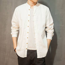 Camisa masculina de algodão trradiconal, uniforme chinês de linho para homens, wu tang kung fu tai chi 2024 - compre barato