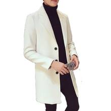 Male medium-long Trench 2021 Autumn And Winter Slim Thin Outerwear Wool Coat men's Clothing 2024 - buy cheap