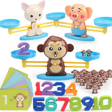 Juego de mesa Montessori de matemáticas para niños, juguete de mesa con escala de equilibrio para cachorros y monos, juego de equilibrio con números, juguete de del bebé de acción Animal 2024 - compra barato