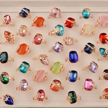 50 Pcs Mixed Colorful Stone Ring Fashion Bohemia Big Rhinestone Crystal Ring Women Boho Geometric Wedding Jewelry Gift Wholesale 2024 - buy cheap