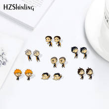 2021 Hinata Shoyo Tobio Kageyama Daichi Haikyuu Volleyball Boys Cartoon Anime Heat Acrylic Stud Earrings Resin Epoxy 2024 - buy cheap