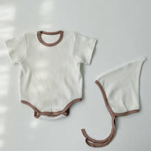 Conjunto de ropa de verano para bebé, Pelele de manga corta de Color sólido, mono triangular con sombrero para niño y niña 2024 - compra barato