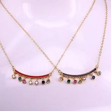 6PCS, 32*8MM, Fashion Women CZ Enamel Bar Tassel Pendant Necklace 2019 New Chain Statement Necklace 2024 - buy cheap