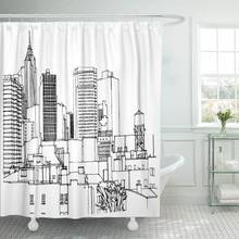 Scene Street Ink Line Sketch New York City Buildings Shower Curtain Waterproof Polyester Fabric 60 x 72 Inches with Hooks 2024 - buy cheap