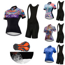 Conjunto de Jersey de ciclismo para mujer, pantalones cortos con pechera de Gel, ropa de bicicleta de montaña, traje femenino, ropa deportiva, 2021, envío gratis 2024 - compra barato