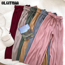 2019 Spring Solid Color Pleated Wide-Leg Pants Casual Drape Straight High Waist Wide-Leg Pants Ladies' Trousers Clothing 2024 - buy cheap