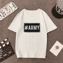 В стиле группы Bangtan Boys # армейские фанаты крутые модные Графические футболки для женщин Kpop корейский стиль Tumblr Футболка Harajuku Эстетическая Одежда Дизайн топы 2024 - купить недорого