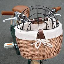 Manillar delantero de bicicleta para perros y gatos, cesta de mimbre tejida a mano para asiento de mascotas, accesorios de ciclismo 2024 - compra barato