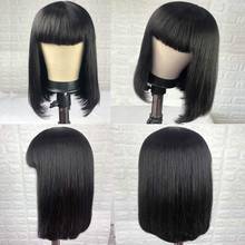 Straight Bob Human Hair Wigs With Bang 8-16 inch Brazilian Remy Hair  Front Wig 150% Density 2024 - buy cheap