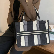 Canvas Female Shoulder Bag Big Tote Handbag for Woman Color Matching Weave Messenger Bags 2024 - buy cheap
