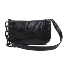 Crocodile Pattern Underarm Handbag for Women Candy Color Acrylic Chain Ladies Small Shoulder Bags PU Leather Armpit Bag 2024 - buy cheap
