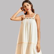 Plus Size Floral Embroidery Long Strap Dress Women Summer A Line Casual Loose Sleeveless Bohemia Tiered Maxi Dress Holiday Wear 2024 - buy cheap