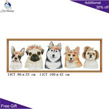 Joy Sunday Dogs Cross Stitch DA187 14CT 11CT Counted and Stamped Home Decor Dogs Needlepoint Embroidery Cross Stitch kits 2024 - buy cheap