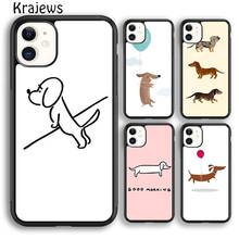 Krajews Cartoon Dachshund Sausage Dog Phone Case Cover For iPhone 5 6s 7 8 plus X XR XS 11 12 13 pro max Samsung Galaxy S9 S10 2024 - buy cheap