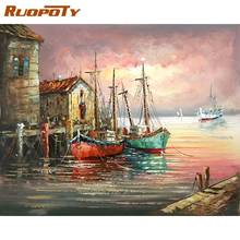 RUOPOTY Paint By Numbers For Adults Children Landscape Boat Picture Paint DIY HandPainted Oil Painting Home Decor Accessories 2024 - buy cheap