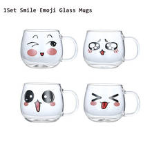 4Pcs/Set 150ml Cute Smile Face Glass Mugs Coffee Mug Milk Glass Tea Cups Gift For Kids Child Student 2024 - buy cheap