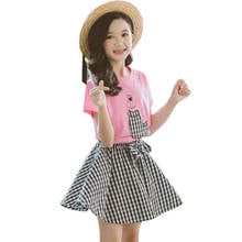 Kids Clothes Plaid Tshirt + Skirt Clothing For Girls 2021 Newest Girls Clothing Sets Summer Kids Tracksuit 6 8 10 12 14 2024 - buy cheap
