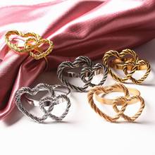 12pcs/lot Metal napkin ring double heart-shaped napkin buckle paper towel ring suitable for wedding holiday party decorations 2024 - buy cheap