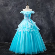 Элегантное синее бальное платье для выпускного бала, винтажное бальное платье с вырезом лодочкой, роскошное Пышное Платье с вышивкой размера плюс 2024 - купить недорого