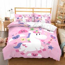 Home Textile Duvet Cover Set Girl Pink Cartoon Unicorns Double Single Twin Full Queen Size Bedclothes Parure De Lit 2 Personnes 2024 - buy cheap