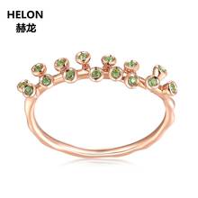Natural Peridot Ring Solid 14k Rose Gold Engagement Wedding Ring for Women Anniversary Party Birthday Graduation Valentine Gift 2024 - buy cheap