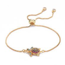 Pulseiras femininas de ouro, bracelete com fecho de arco-íris e tartaruga, zircônia cúbica, corrente feminina, acessório fashion 2024 - compre barato
