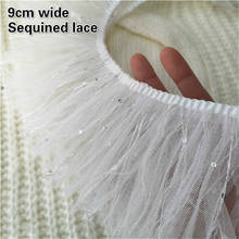 White Sequin Mesh Tassel Lace Ribbon Fabric DIY Toy Doll Pet Clothing Material Female Fashion Skirt Sewing Accessories Dentelle 2024 - buy cheap