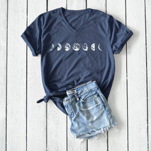 2020 new Plus Size Tshirt S-5XL New Moon Print T Shirt Women Cotton V Neck Short Sleeve T-Shirt Tops Summer Casual tee Shirts 2024 - buy cheap
