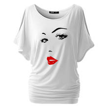 Women Sexy Beauty Salon Face Lips T Shirts Summer Style Batwing Short Sleeve Cotton music Female Girl Tee Tops 2024 - buy cheap