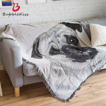 Bubble Kiss Gray Knitting Blanket Dog Pattern Cotton Blankets For Beds Home Sofa Towel Throw Blanket Portable Shawl Nap Blankets 2024 - buy cheap