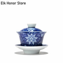 Conjunto de chá chinês pintado à mão, 150ml, azul e branco, conjunto de viagem, kung fu, chá portátil, feito à mão, copo de chá chinês 2024 - compre barato