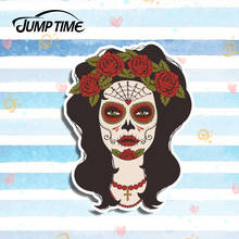 Jump Time 13cm x 10cm Sugar Skull Rose Lady Funny Sticker Skull Graphics Car Stickers Vinyl DIY Bumper Waterproof Fine Decals 2024 - buy cheap